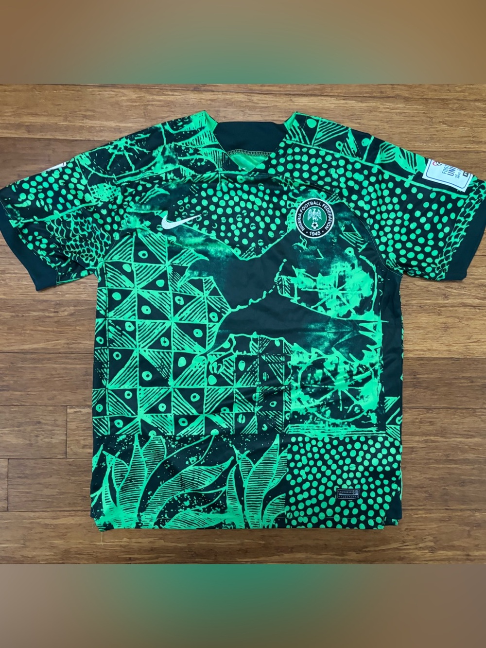 Nike Nigeria Green & Black Graphic Soccer Jersey